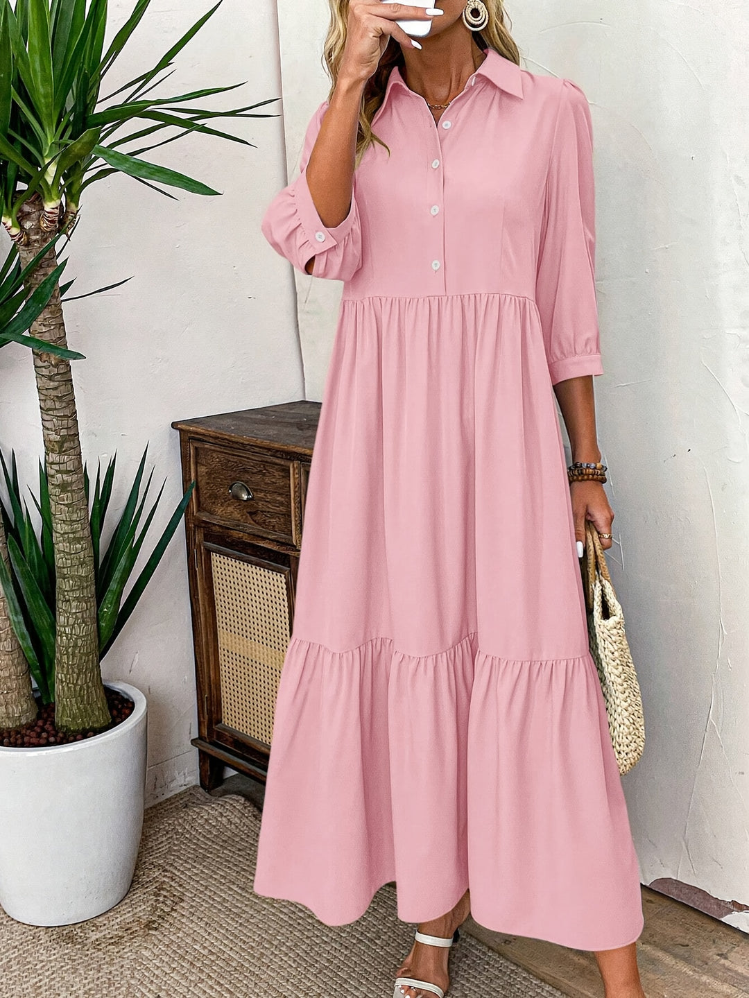 Daerling™ | Ruffled Shirt Dress