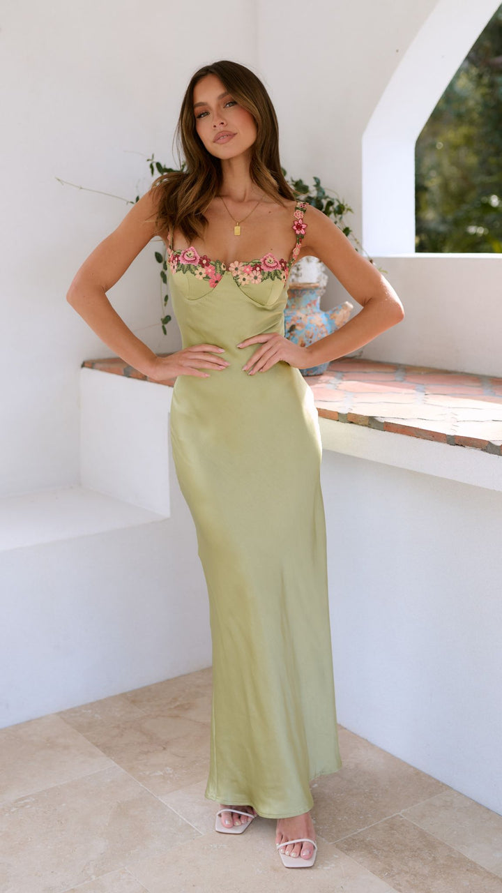 Francesca | Floral Detail Maxi Wedding Guest Dress