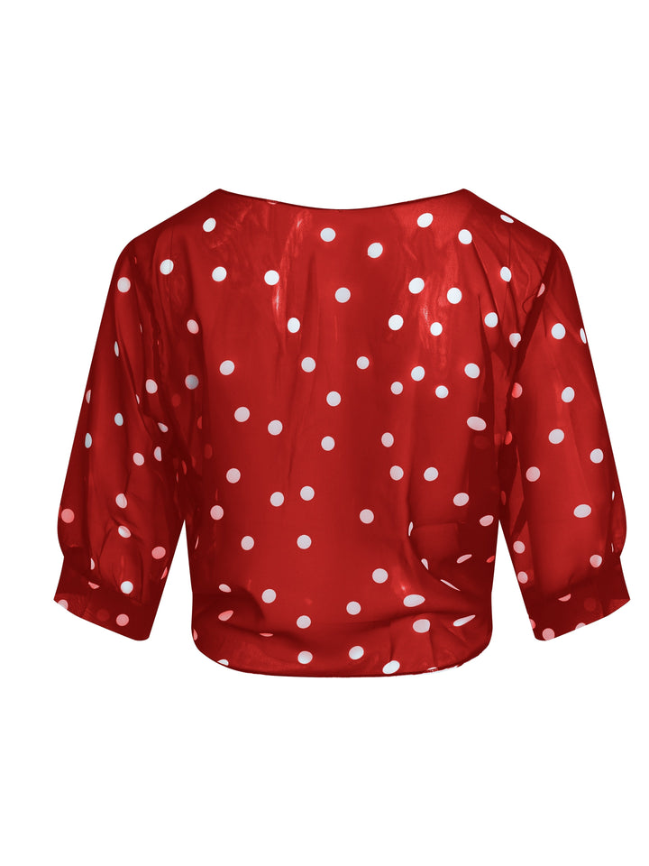 SOPHIA™ - Elegant Polka Dot Tie Blouse