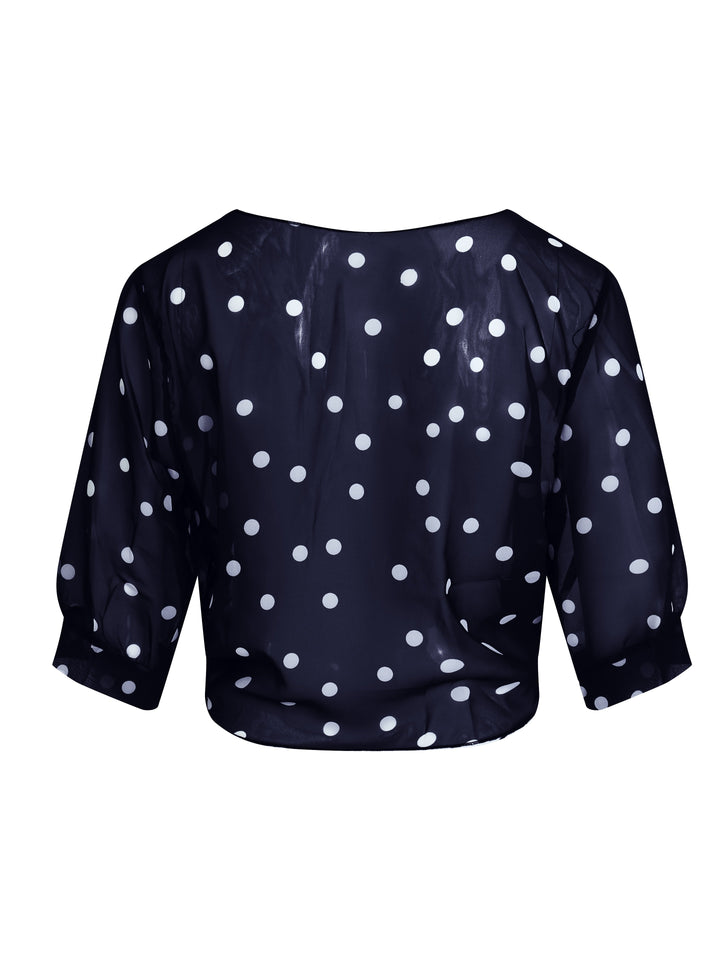 SOPHIA™ - Elegant Polka Dot Tie Blouse