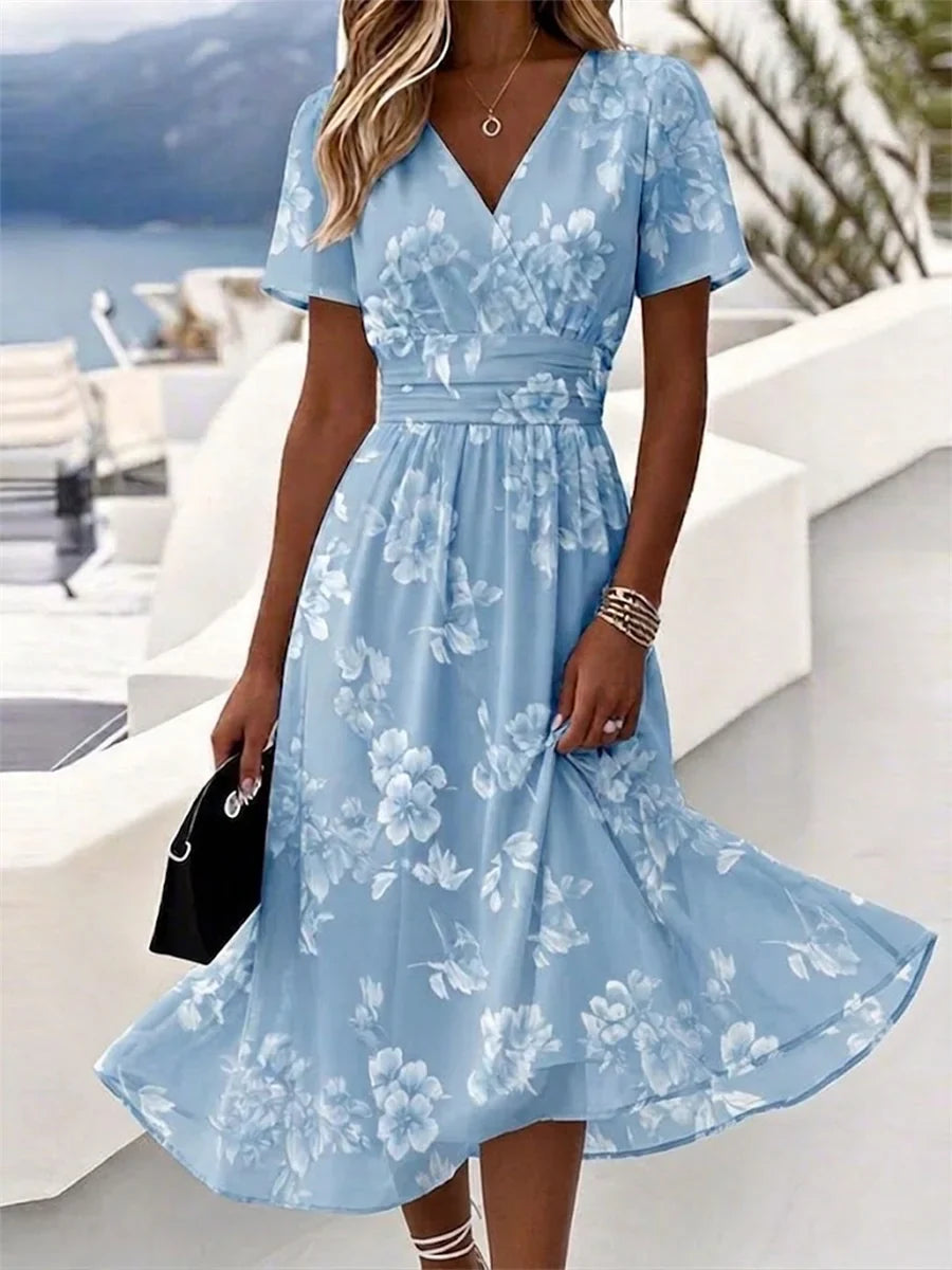 Sandy | Floral V-Neck A-Line Beach Dress