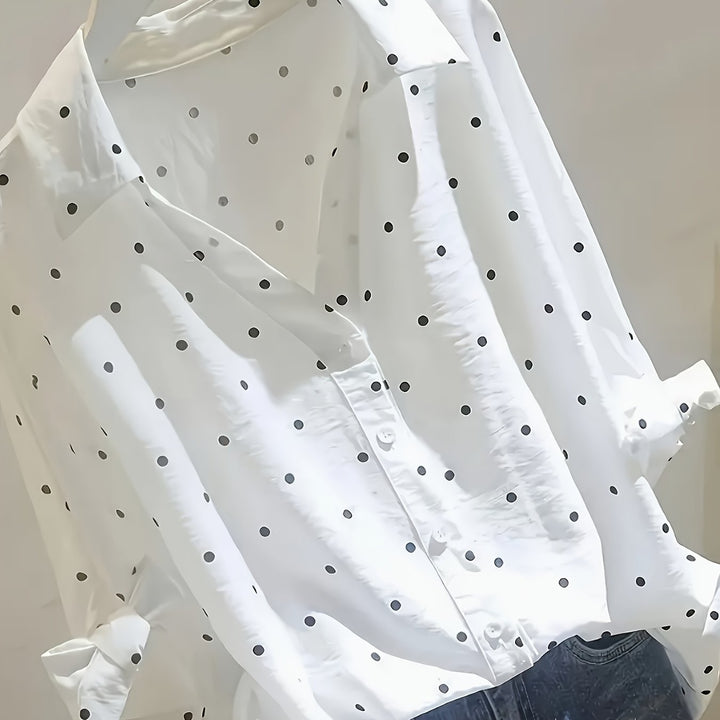 Vivian™ - Elegant Polka Dot Button Blouse