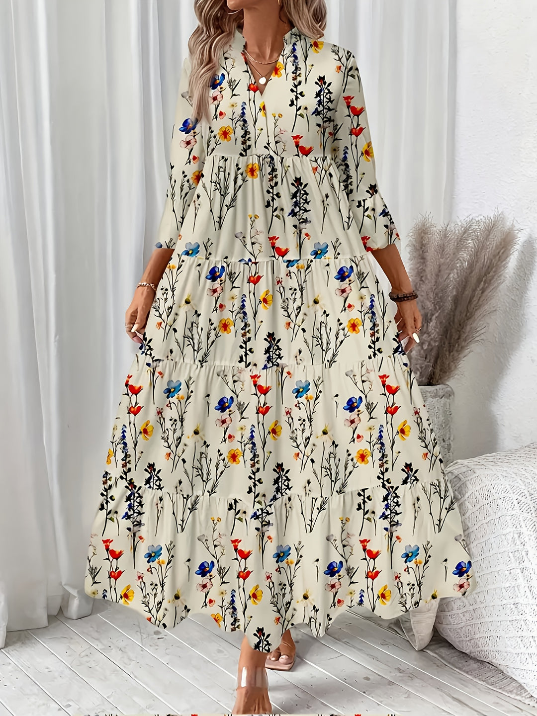Ines™ - Floral Frill Pleated Dress