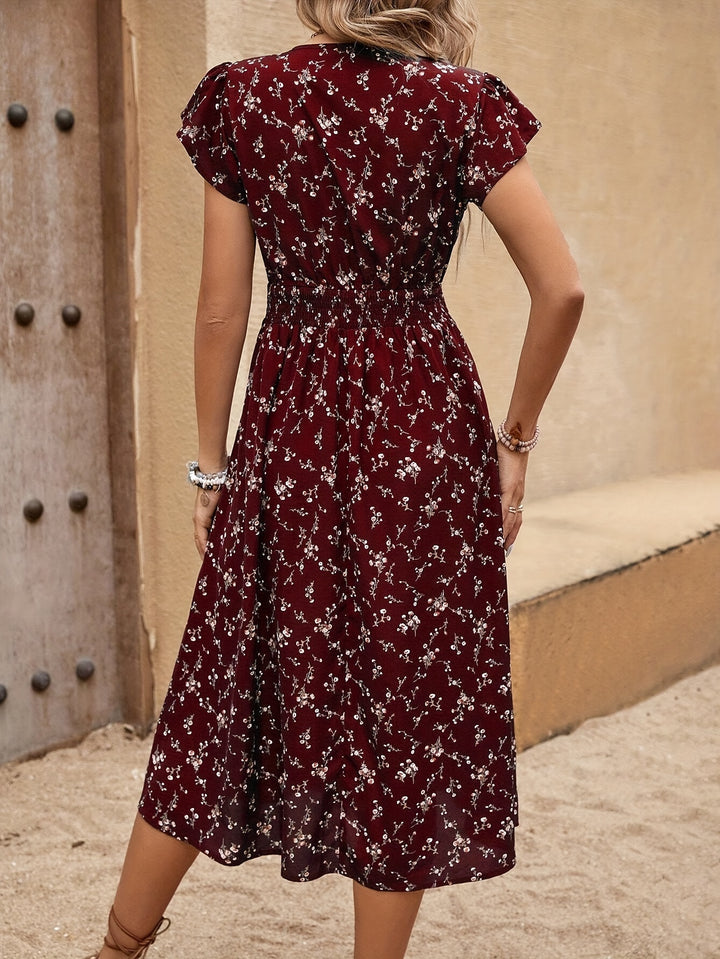 Reva™ - Ruffle Print Midi Dress