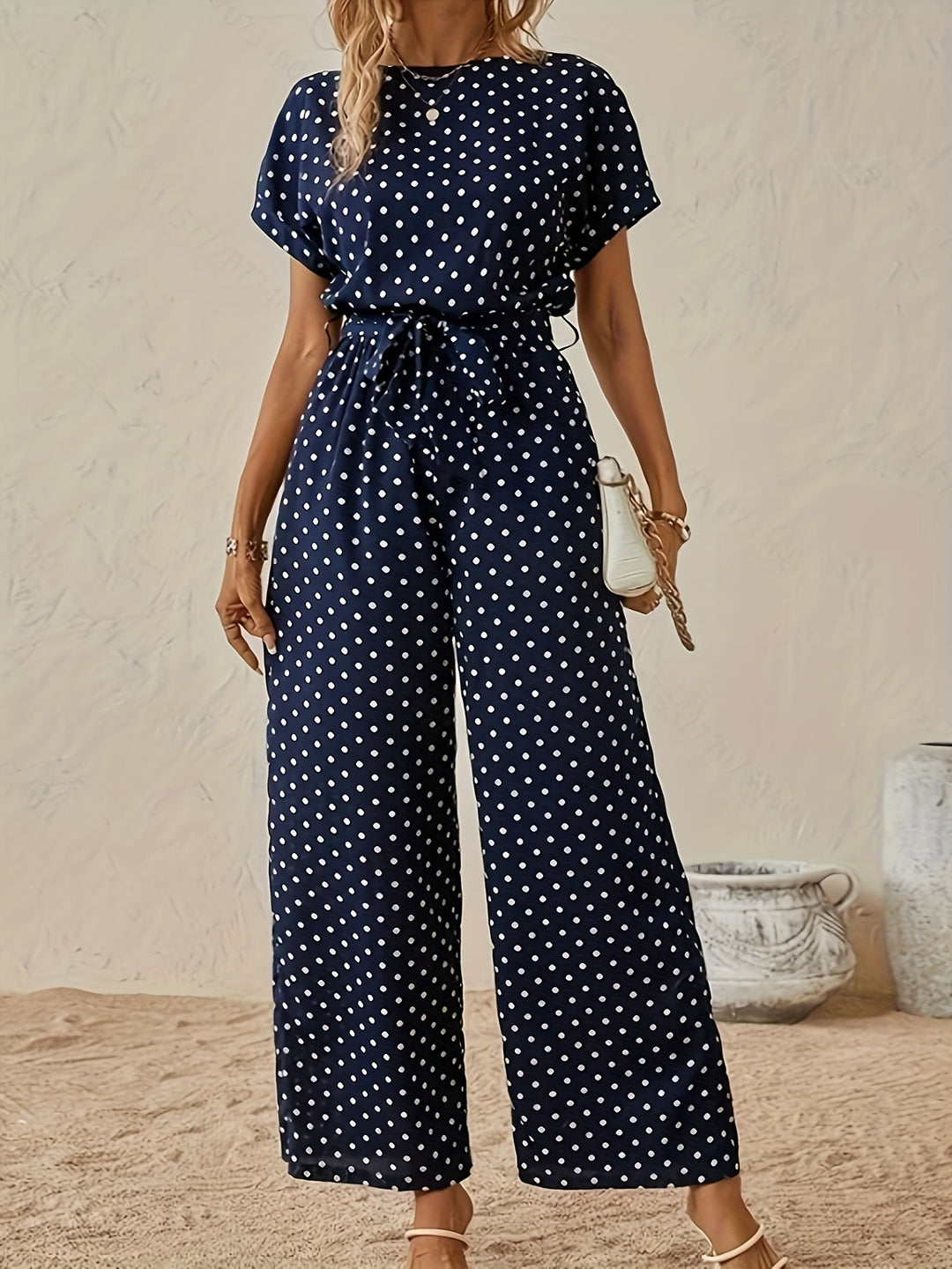 AUDREY – Royal Blue Tie-Waist Jumpsuit