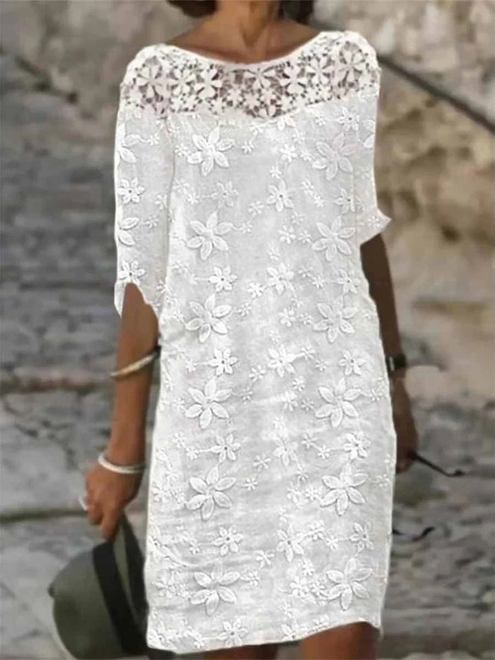 Annette | Floral Lace 3/4 Sleeve Shift Dress