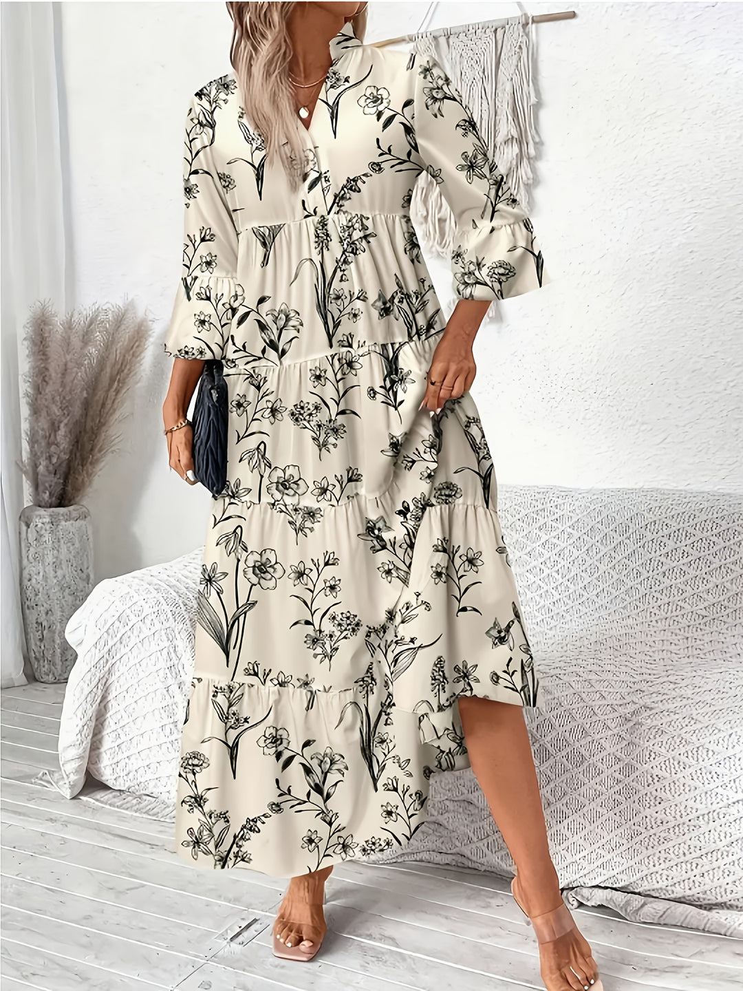 Ines™ - Floral Frill Pleated Dress
