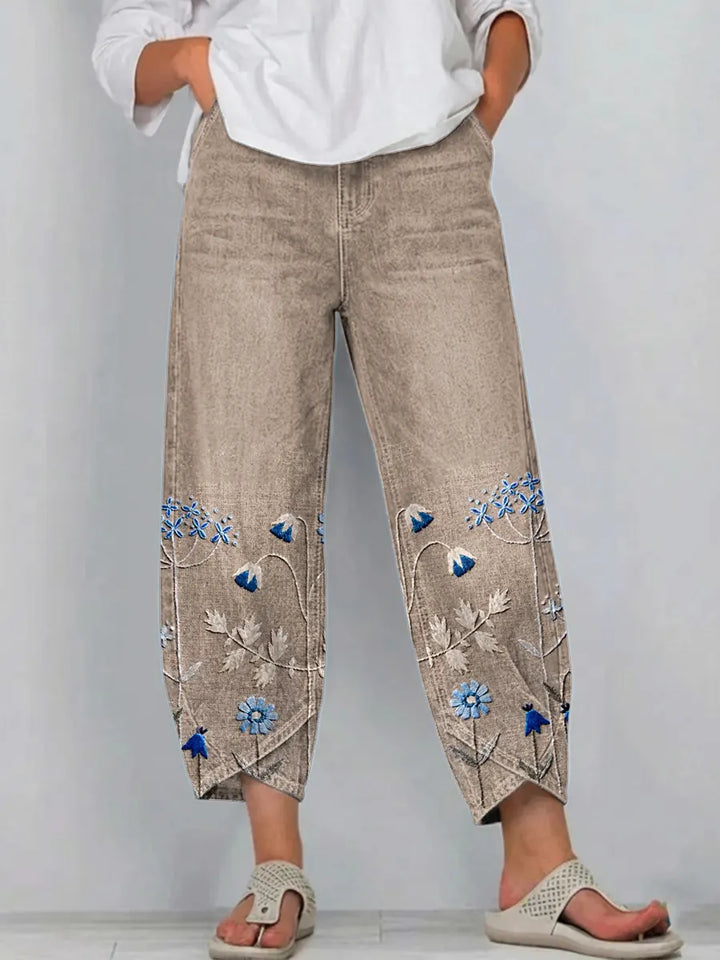 Aven | Linen Embroidered Pants