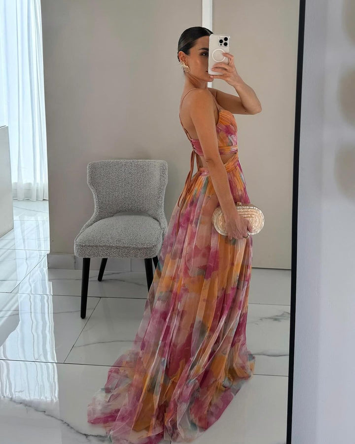 Cindy | Floral Print Maxi Wedding Guest Dress