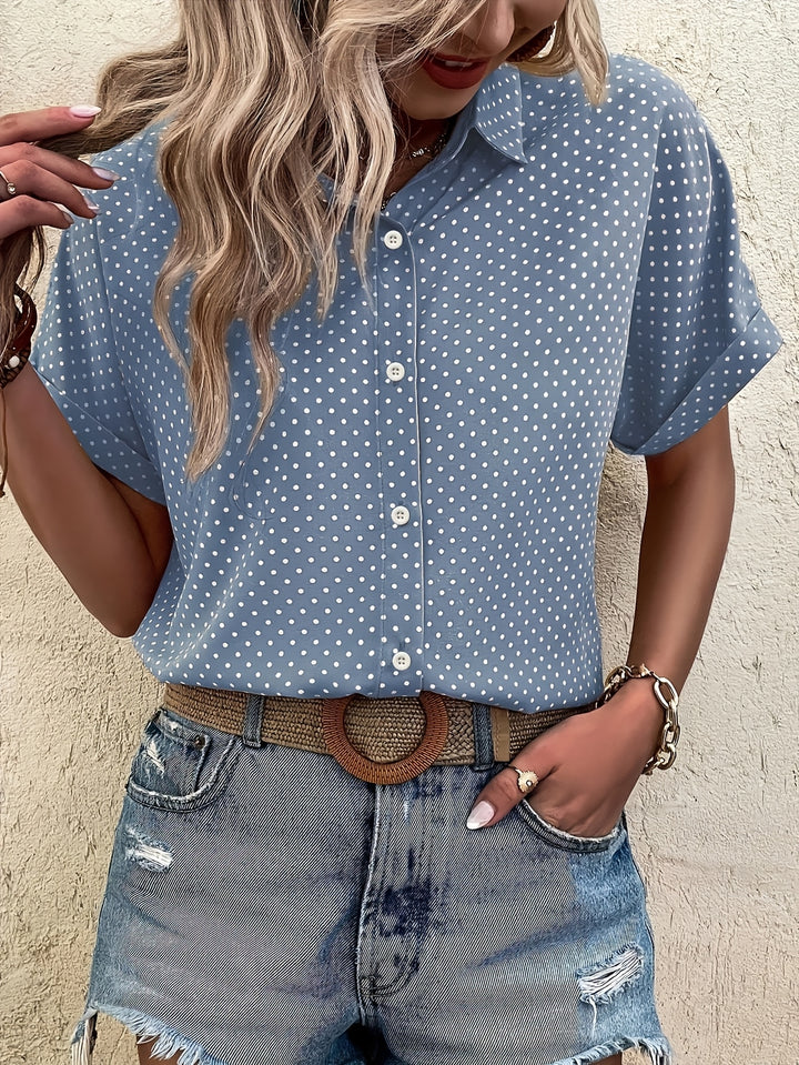 CLAIRE™ - Classic Polka Dot Button Blouse