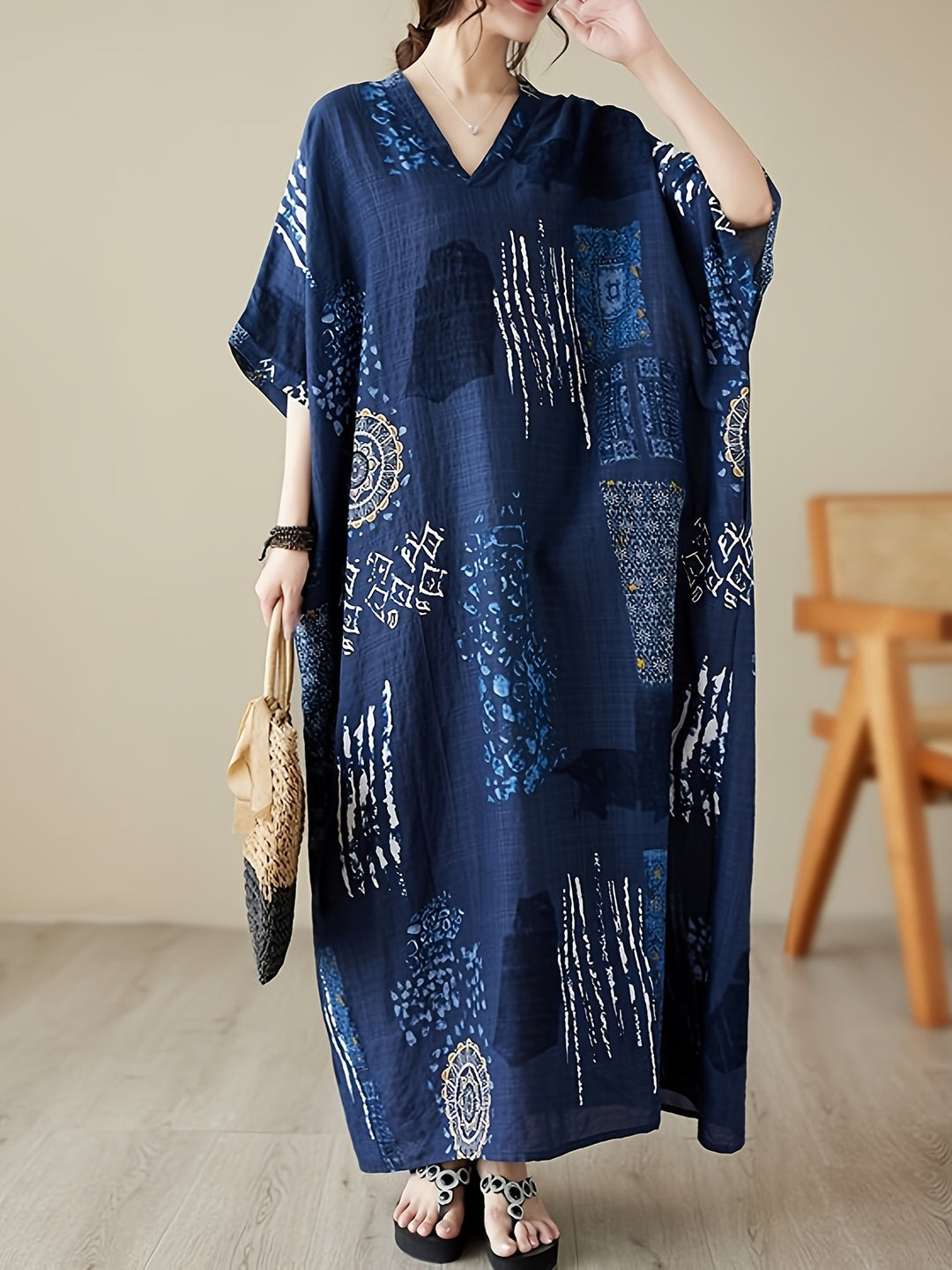 Neriva™ - Relaxed V-Neck Kimono Dress