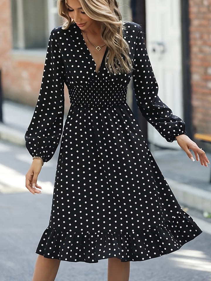 GABRIELLE™ - Elegant Polka Dot Flowing Midi Dress
