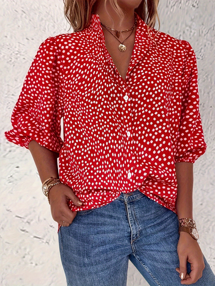 MADISON™ - Elegant Polka Dot Button Blouse