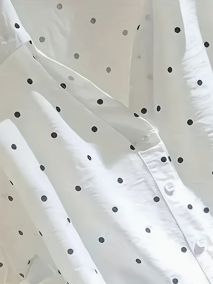 Vivian™ - Elegant Polka Dot Button Blouse