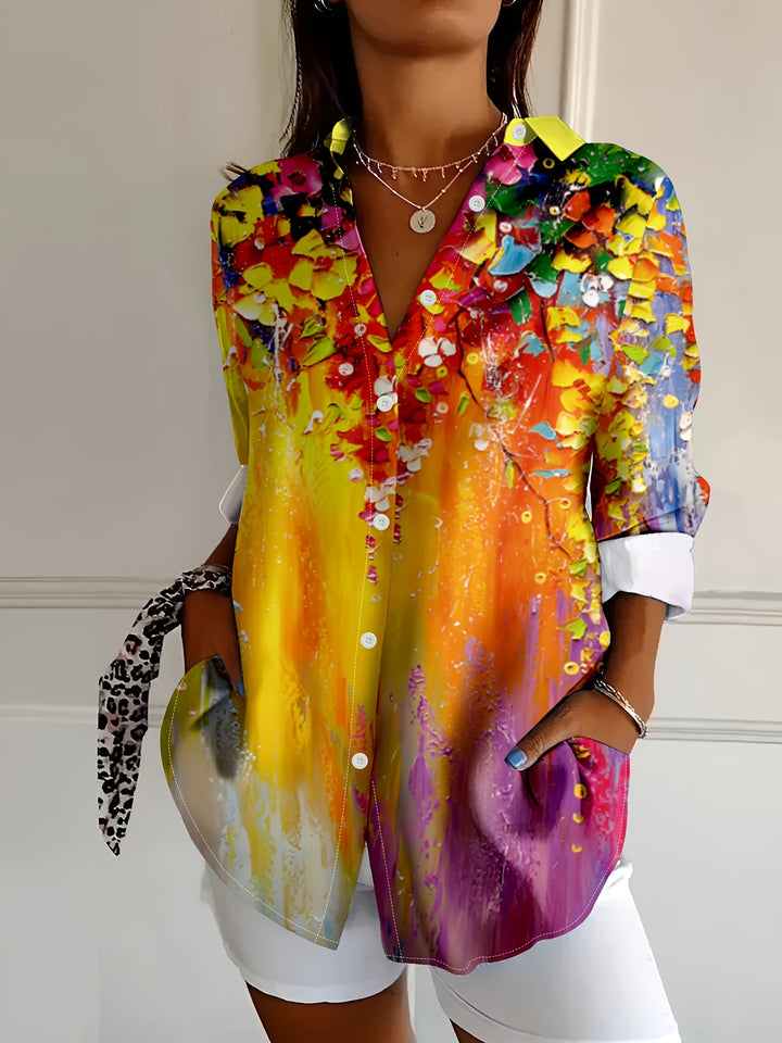 Vivienne | All-Over Floral Print Button-Up Blouse