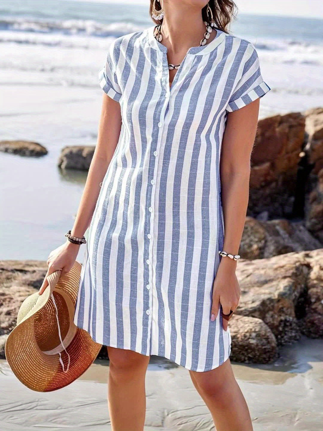 Maya™ | V-Neck Striped Dress