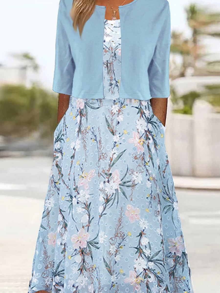 Ophelia | Floral Half Sleeve Two-Piece Midi Set