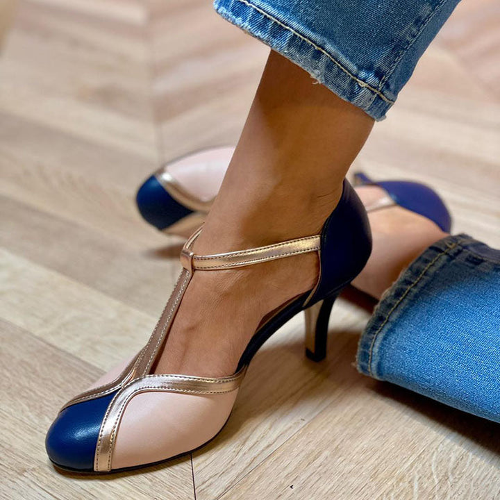 Alessia™ | Colorful T-Strap Pumps with Round Toe