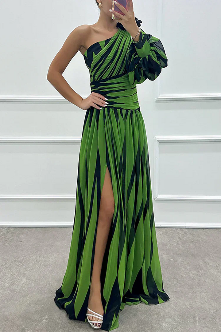 Bonnie | Striped One-Shoulder Wedding Guest Dress