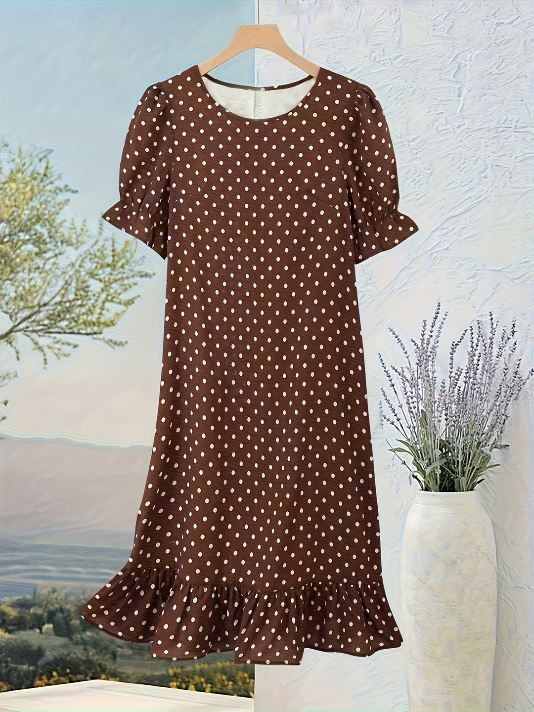 MILA – Round Neck Polka Dot Short Sleeve Dress