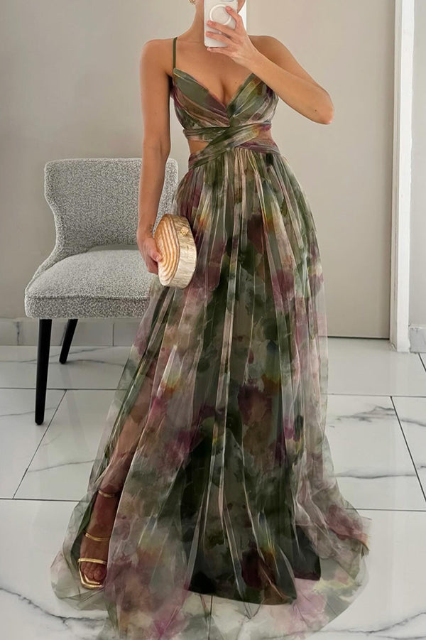 Cindy | Floral Print Maxi Wedding Guest Dress