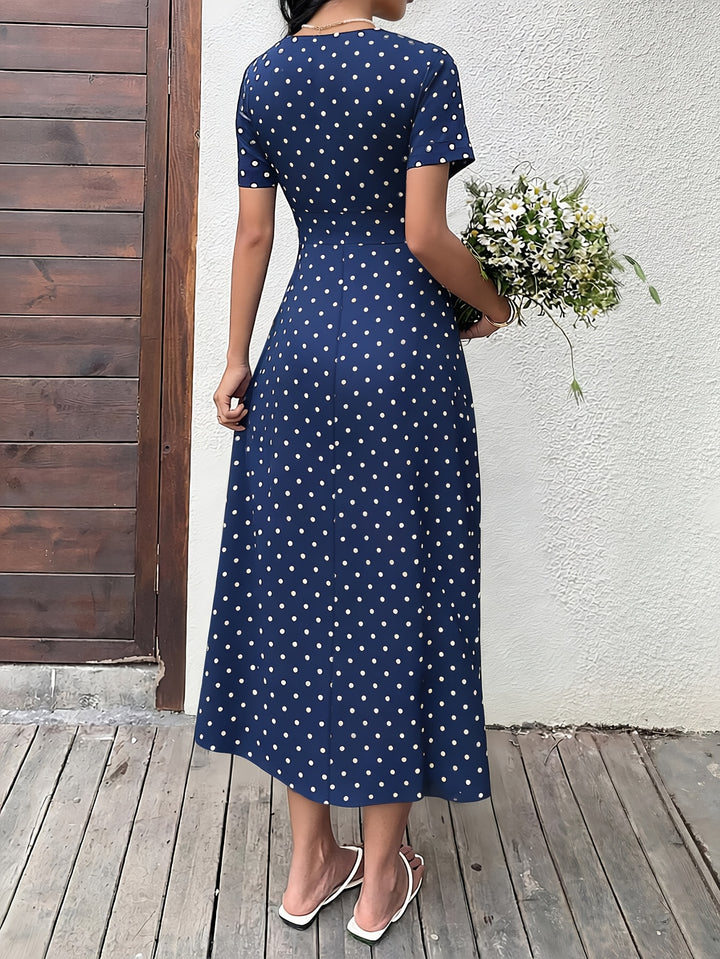 SAVANNAH™ - Elegant Polka Dot Maxi Dress