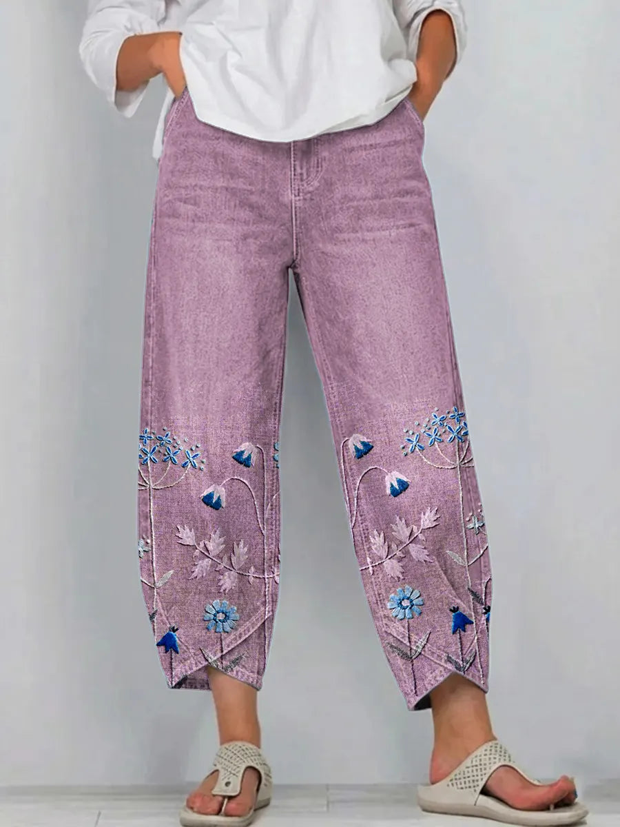 Aven | Linen Embroidered Pants