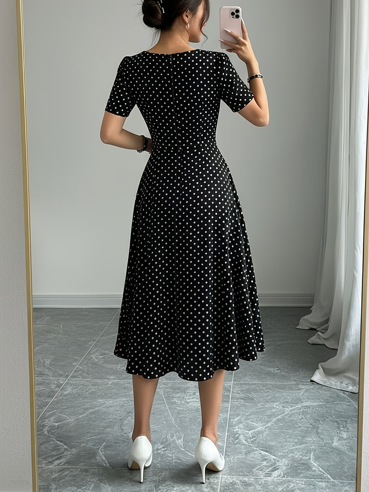 CHARLOTTE™ - Elegant Polka Dot Midi Dress
