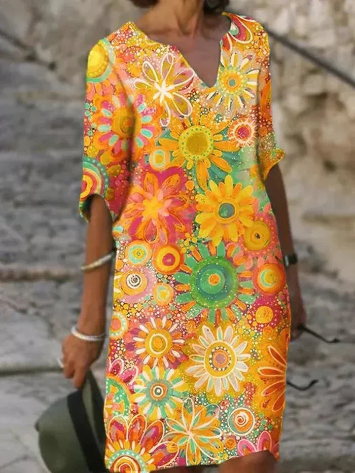 Annabelle™ - Floral dress with a V-neck