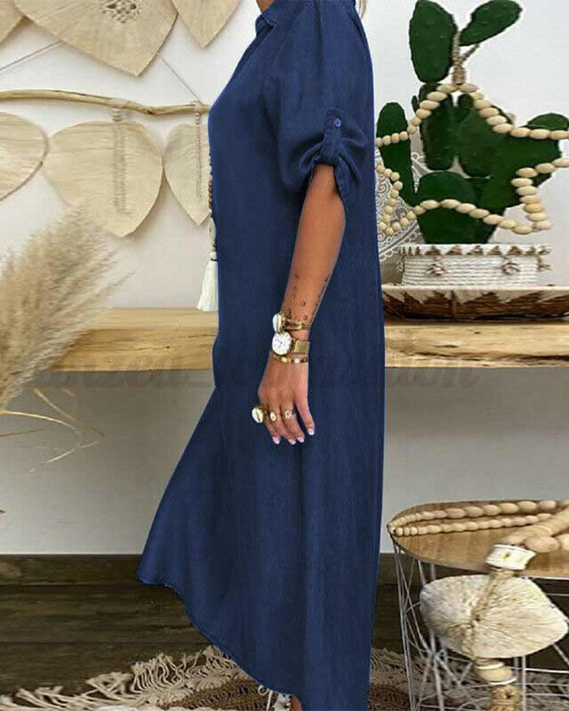 Stylish solid-color denim dress – timeless all-rounder for any occasion