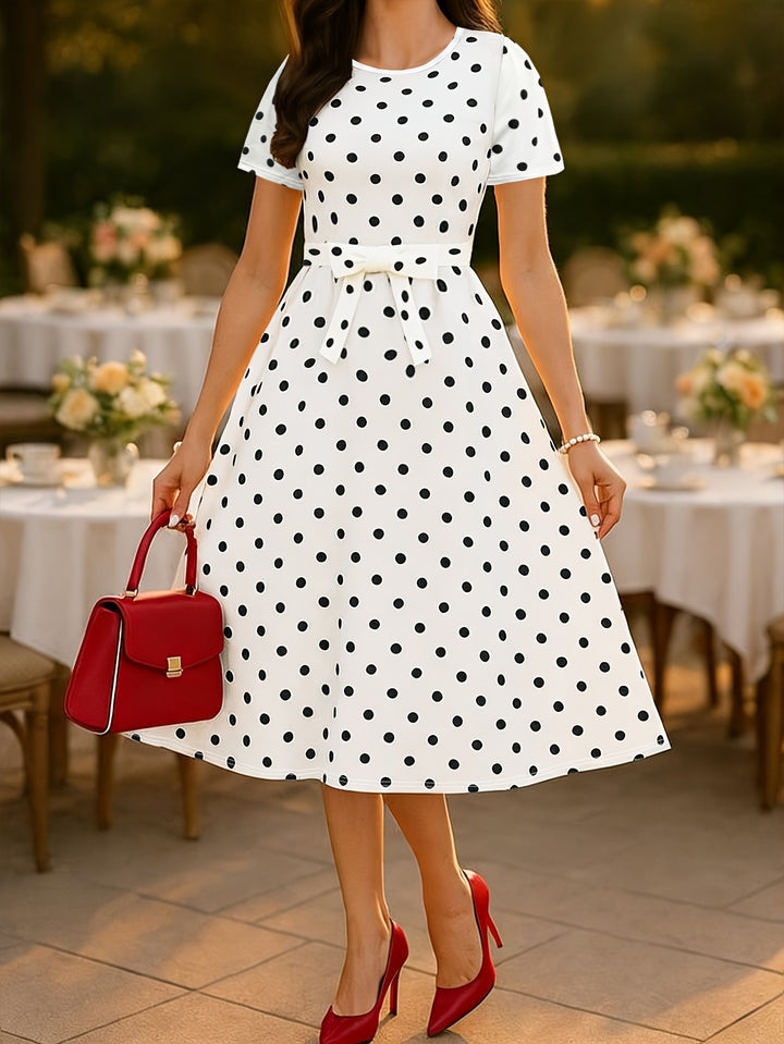 AUDREY™ - Elegant Polka Dot Midi Dress