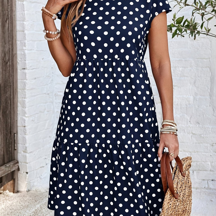 AMBER – Polka Dot Short Sleeve Vacation Dress