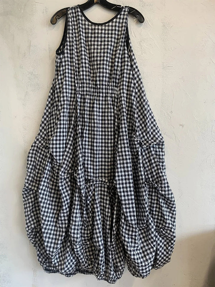 Harper | Checkered Pocket Loose Midi Dress