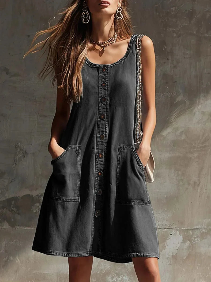Faye | Round Neck Sleeveless Loose Casual Dress
