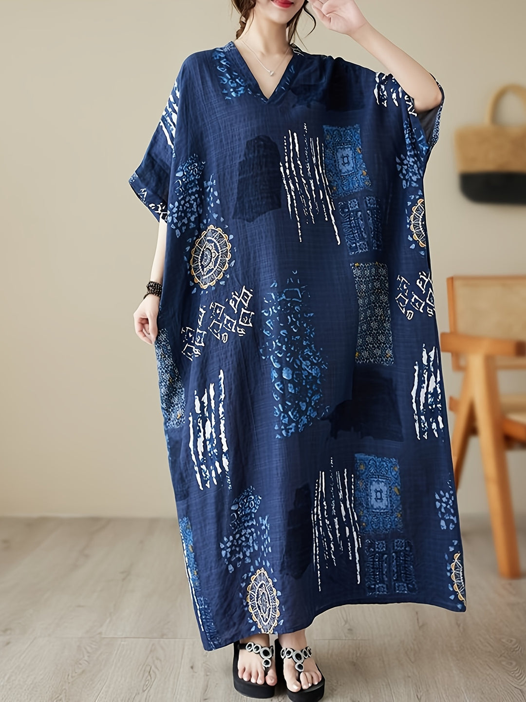 Neriva™ - Relaxed V-Neck Kimono Dress
