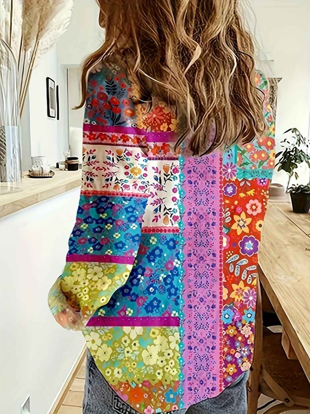 Lena | Printed Long Sleeve Plus Size Casual Shirt