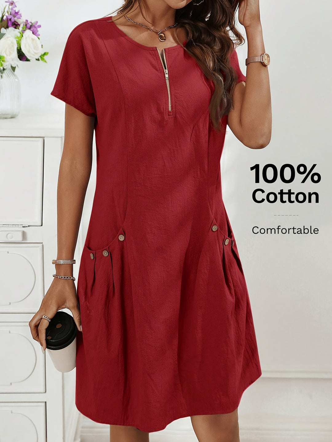 Amara™ | Button Detail Dress