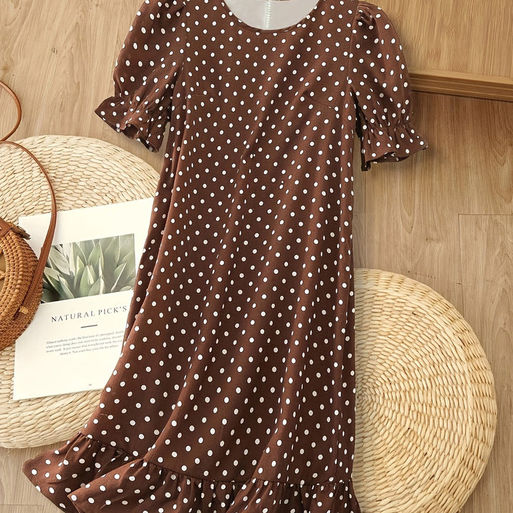 MILA – Round Neck Polka Dot Short Sleeve Dress