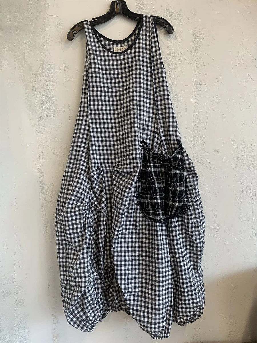 Harper | Checkered Pocket Loose Midi Dress