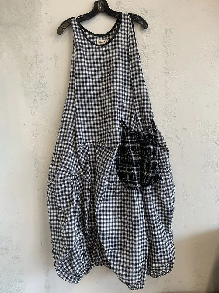 Harper | Checkered Pocket Loose Midi Dress