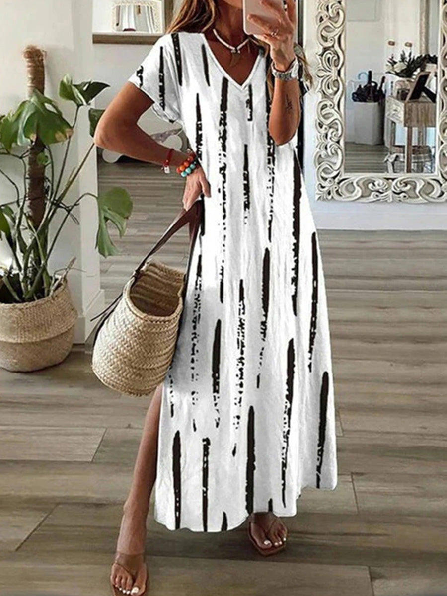 Elegant Casual V-neck Short Sleeve Dress