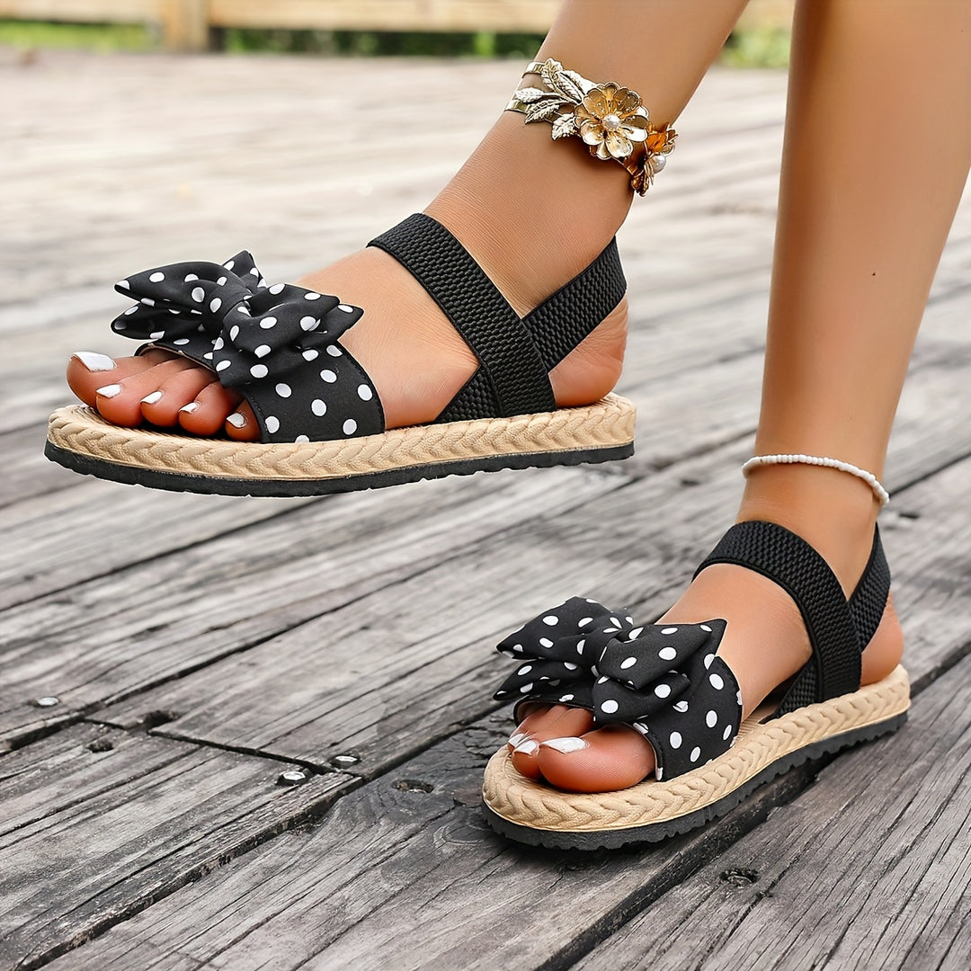 BELLA – Elastic Bow Polka Dot Sandals