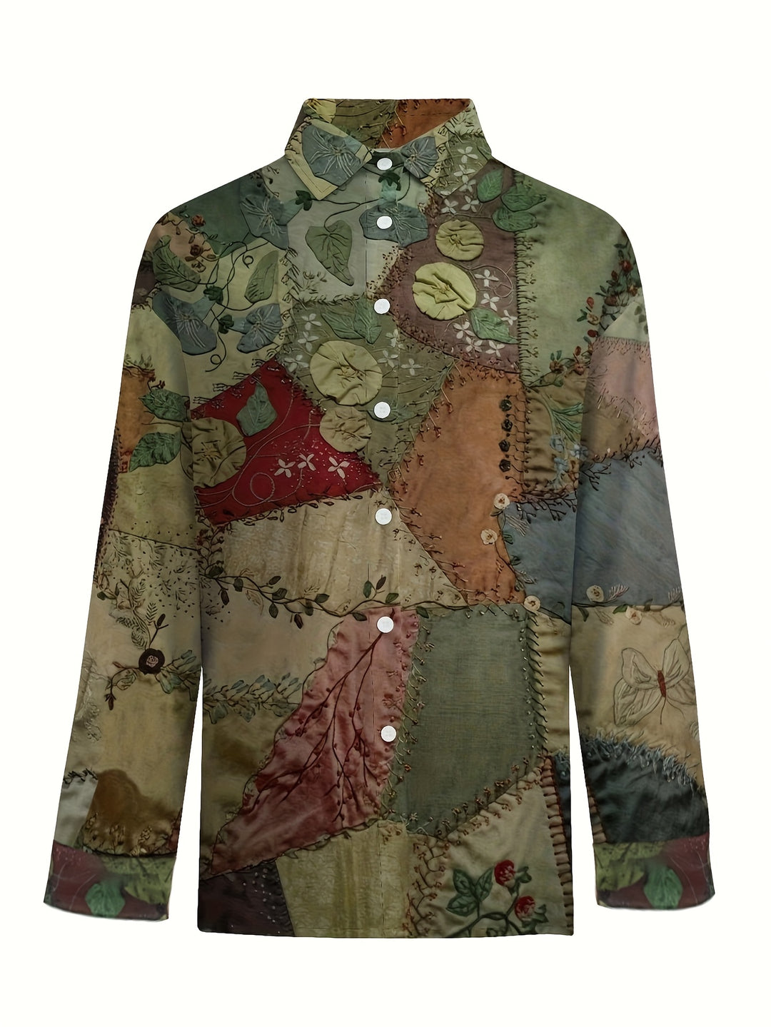 Artsy | Vintage Graphic V-Neck Long Sleeve Top