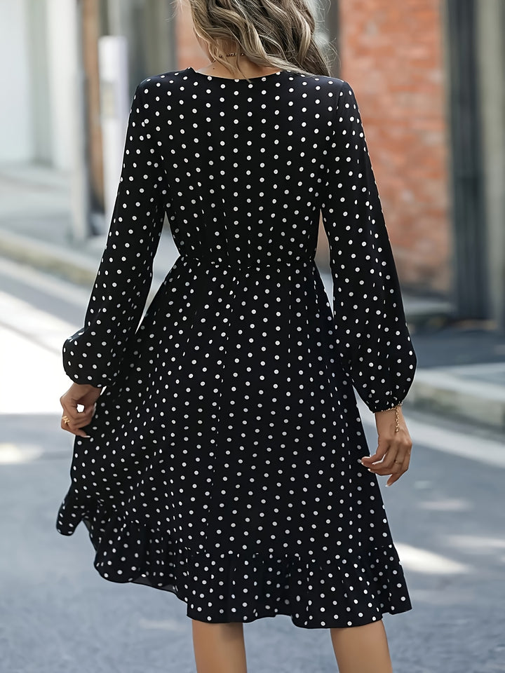 GABRIELLE™ - Elegant Polka Dot Flowing Midi Dress