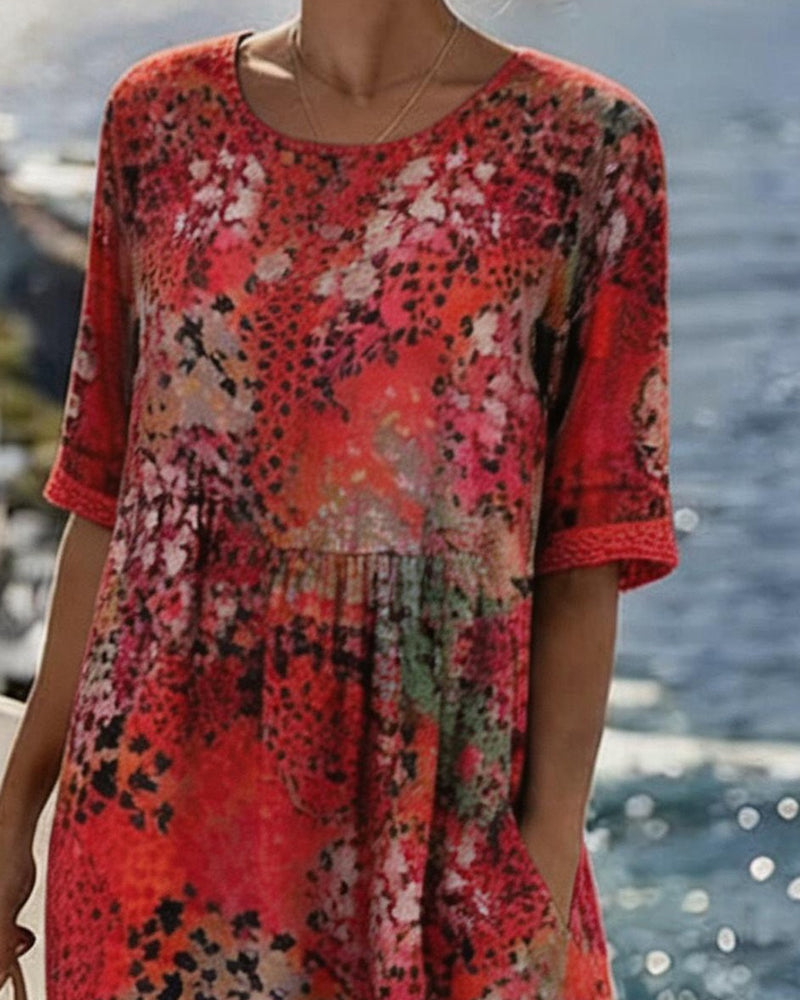 Paula | Floral midi dress, loose and lightweight