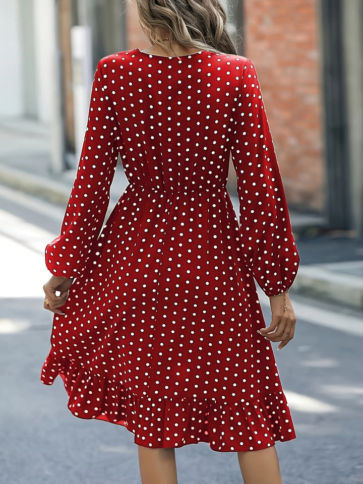 GABRIELLE™ - Elegant Polka Dot Flowing Midi Dress