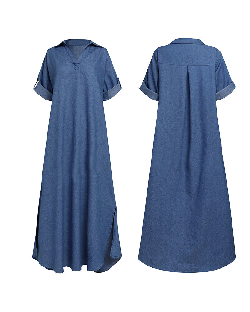 Stylish solid-color denim dress – timeless all-rounder for any occasion