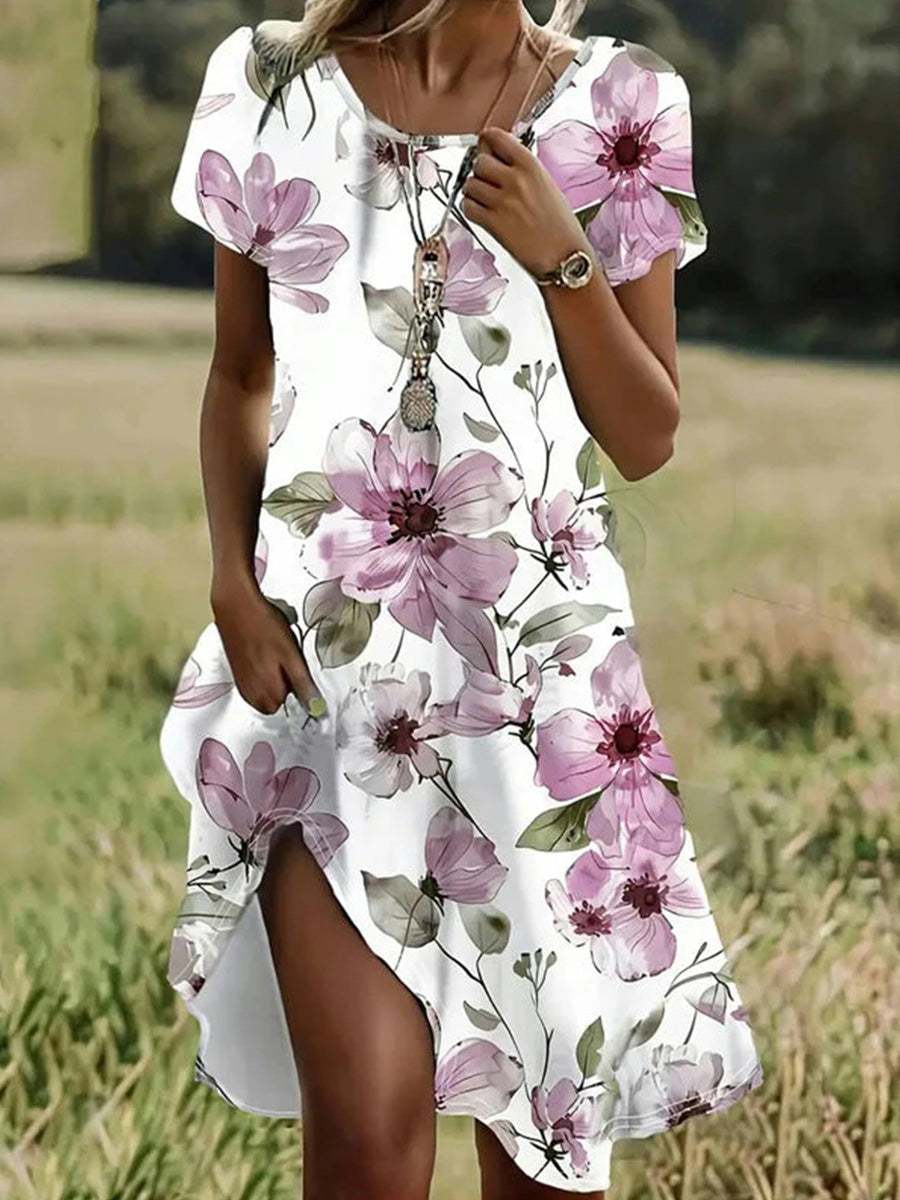 Betsy | Casual Floral Print Round Neck Dress