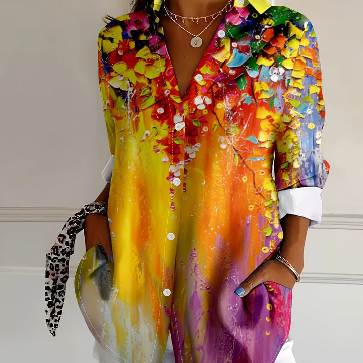 Vivienne | All-Over Floral Print Button-Up Blouse