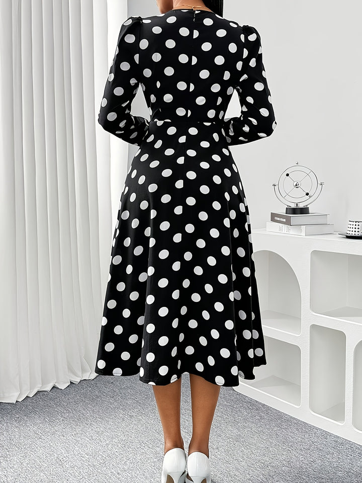 VICTORIA™ - Elegant Polka Dot Wrap Midi Dress
